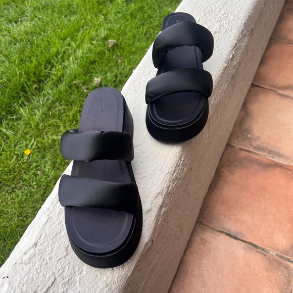 Unique Zara Chunky Black Clog Open Toe Sandal EUR 41 US 10 MSRP $75 - Picture 10 of 15